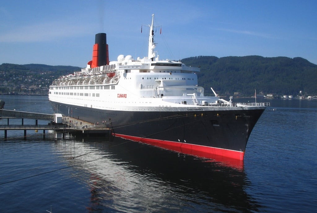 The Queen Elizabeth 2, owned by Cunard at the time, in Norway. 