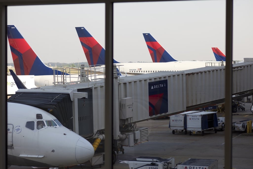 Delta Air Lines line up at its hub in Atlanta Hartsfield Airport. 