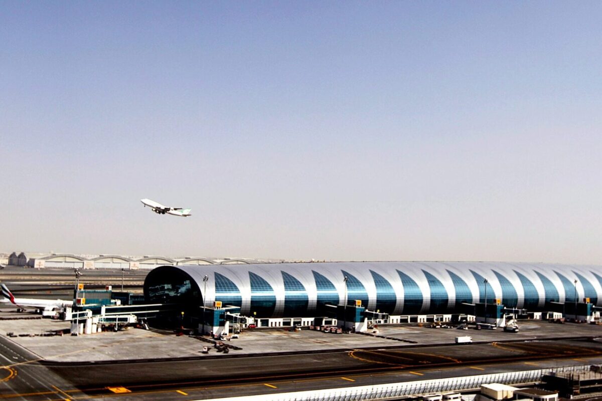 A plane takes off near the new terminal dedicated for A380 aircraft at the concourse in Dubai International Airport, January 7. 