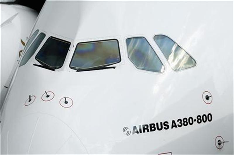 Cockpit windows of the Emirates Airline's Airbus A380 jet are pictured after its maiden flight at John F. Kennedy International Airport in New York, August 1, 2008.