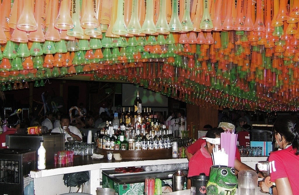 The bar at Señor Frog's, a popular spring break bar. 