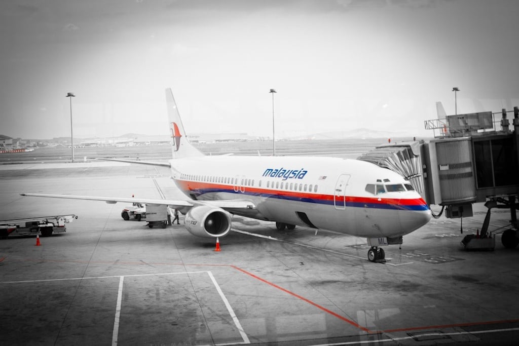 A Malaysia Airlines plane sits at its hub in Kuala Lumpur. 