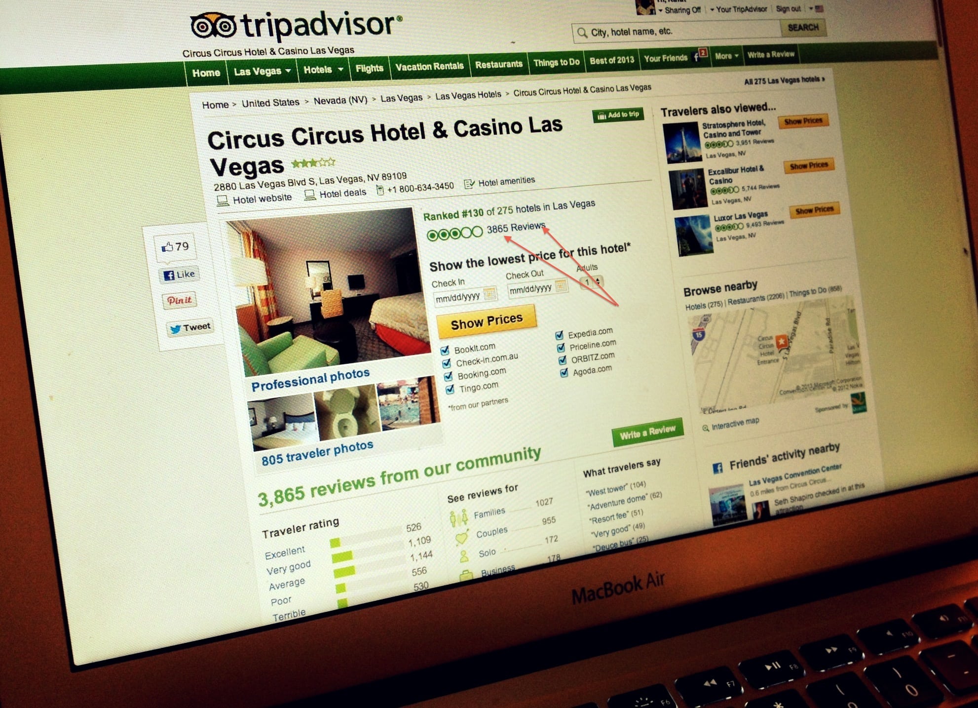 TripAdvisor boasts 3,865 user reviews for the Circus Circus Hotel & Casino in Las Vegas, and that's a lot more to go on than a hotel with just a dozen or so reviews.