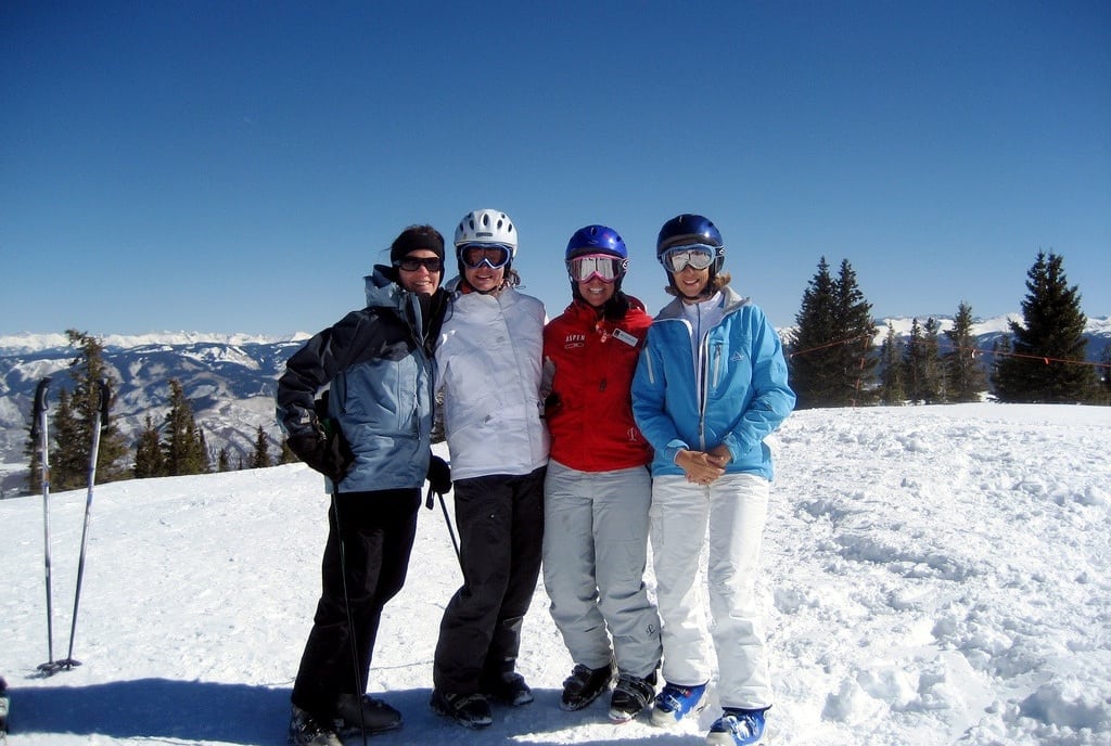 The ski group at the top of Longshot run at Snowmass in Aspen, Colorado.