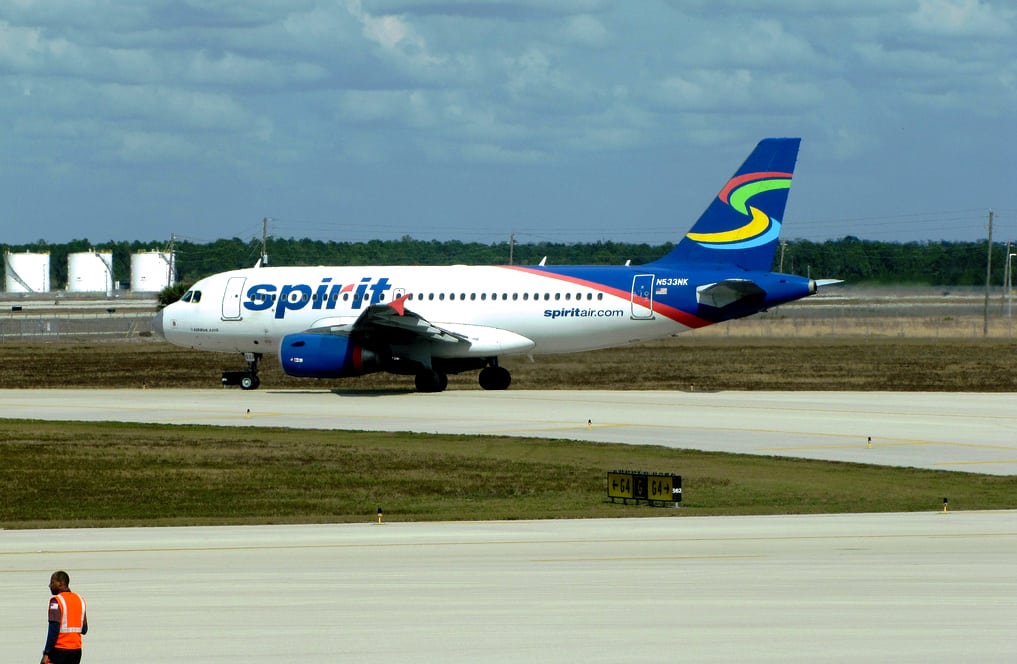Spirit Airlines Airbus A319-100 at  Southwest Florida International Airport. 