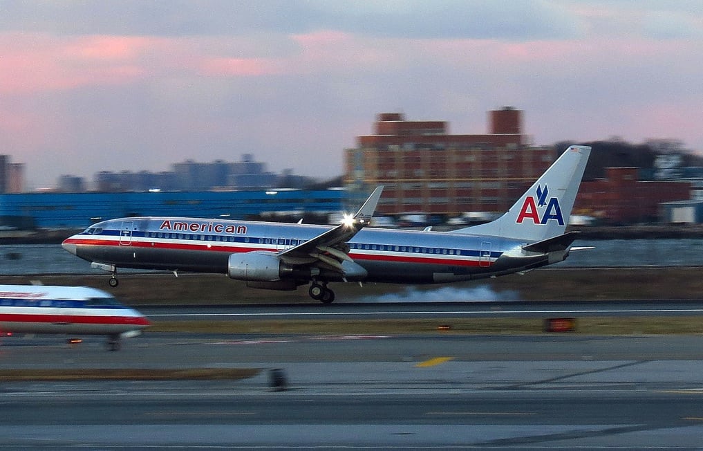 An American Airlines 737-800 at LaGuardia in January 2013. 