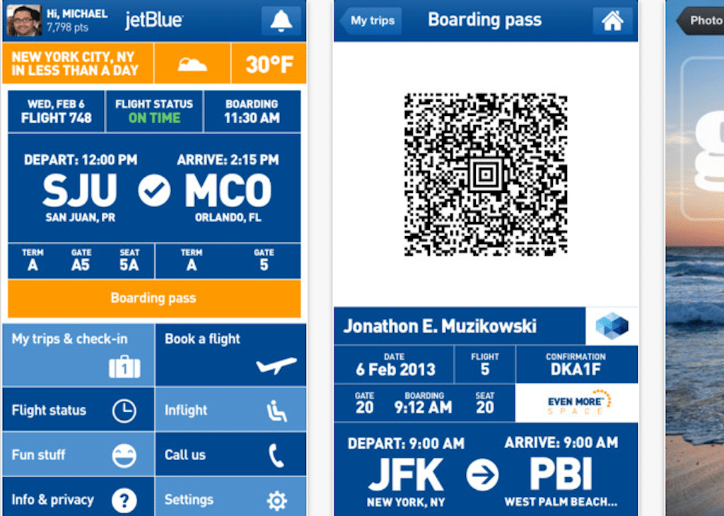 Mobile boarding passes are a key enhancement in JetBlue's upgraded iPhone app. 