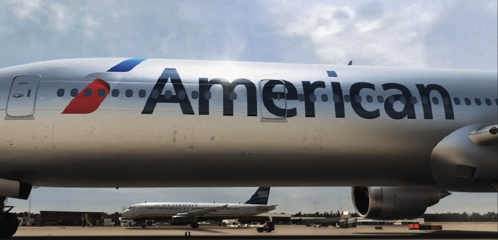 Image of new American Airlines' plane and a US Airways aircraft from the new American's promotional video. 