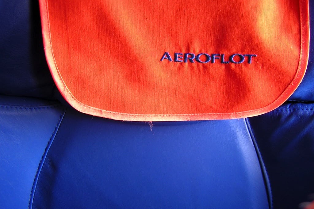 An Aeroflot seat that does not have a drunken passenger in it. 