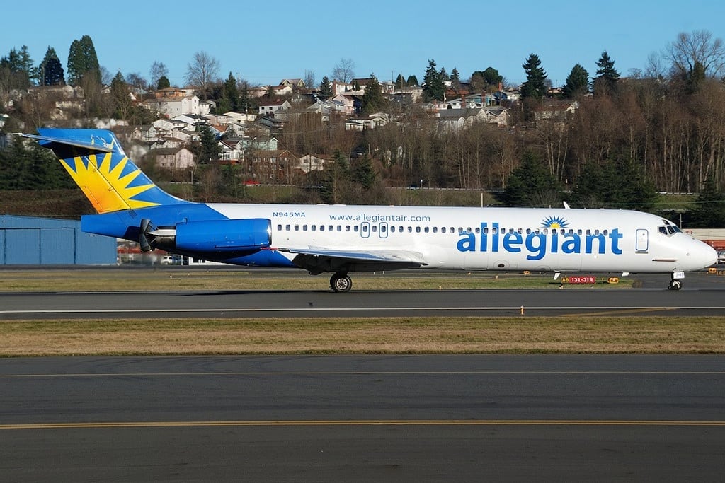 Allegiant flies an MD-87 in this photo from 2010. 