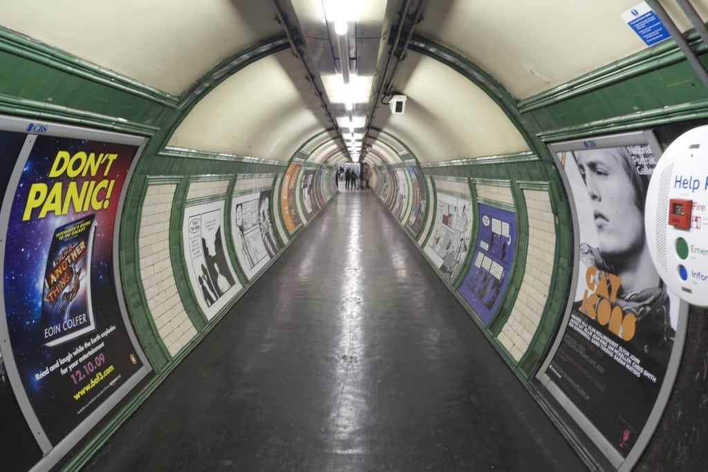 A passageway at a London tube station. 