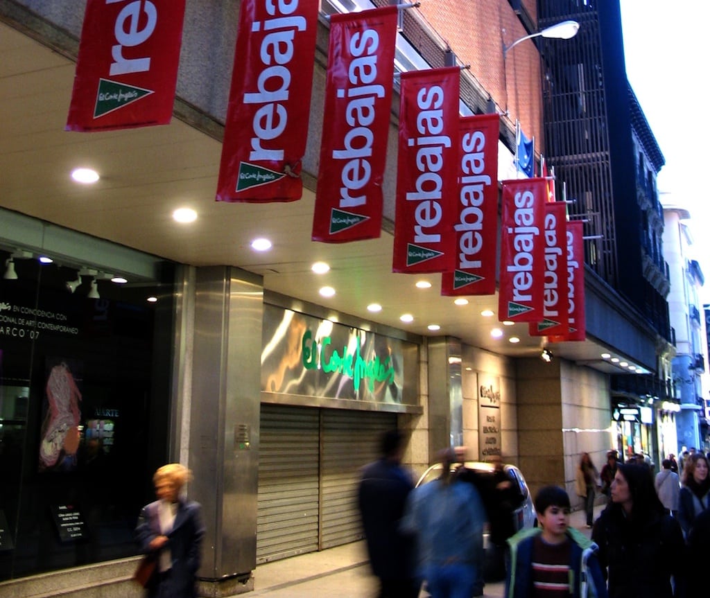 Rebajas, or sales, at the El Corte Ingles flagship department store in Madrid, Spain. 