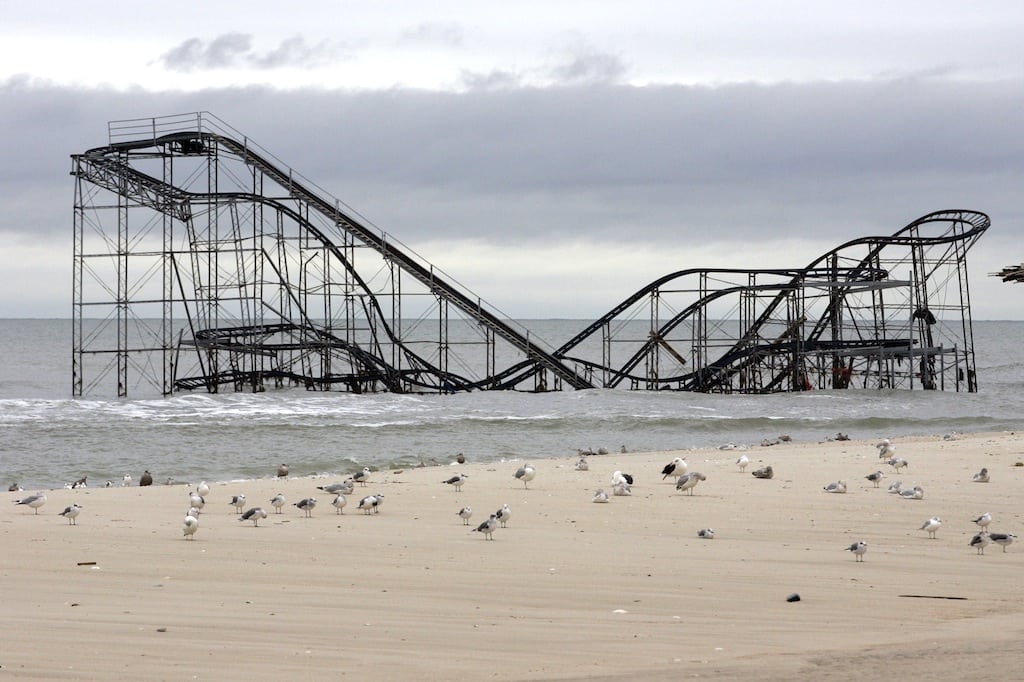 Seaside Heights' roller coaster ended up in the Atlantic Ocean after Sandy and quickly became one of the disaster's most iconic sights. 