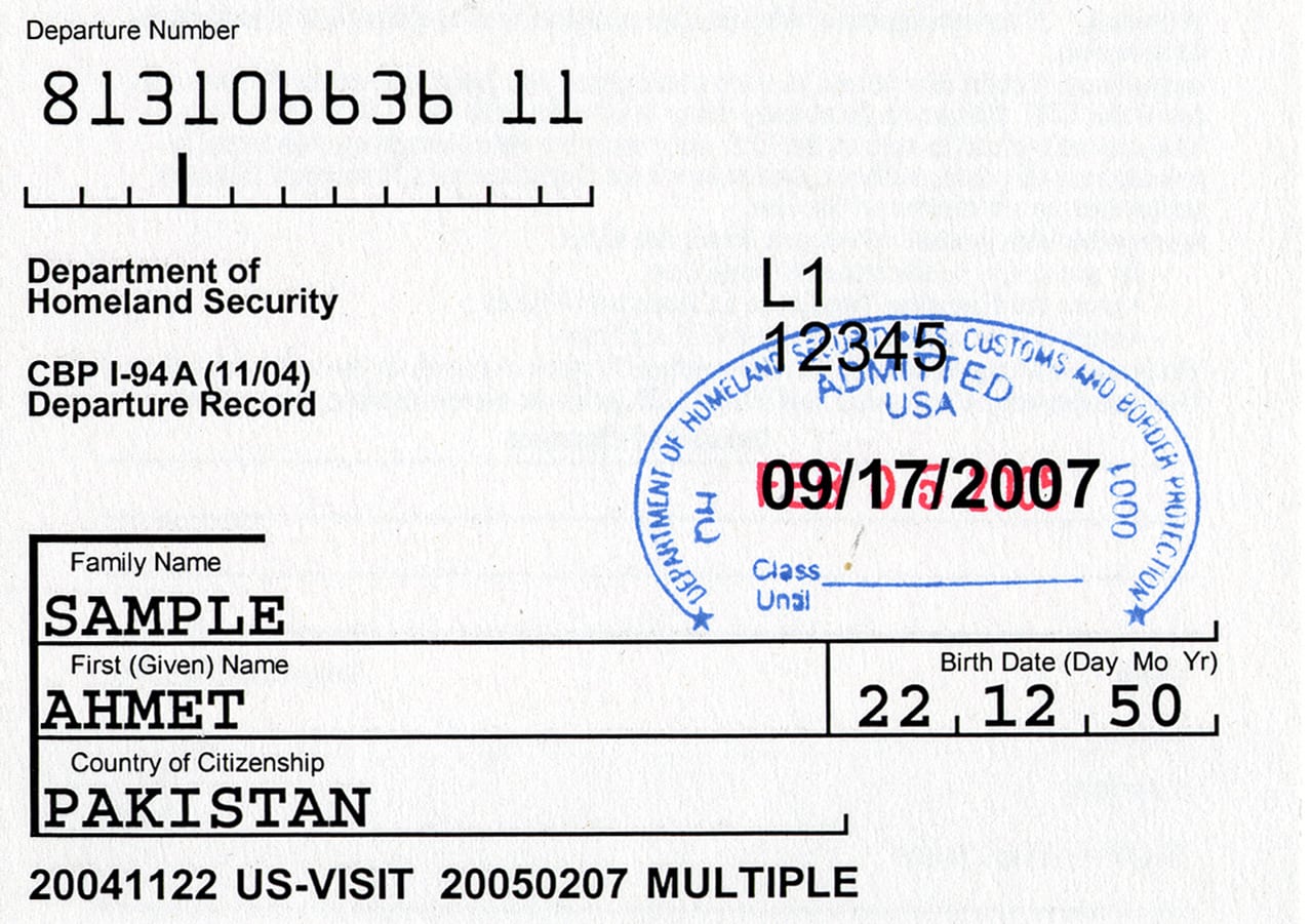 The 1-94 form is attached to vistiors' passports or visas. 