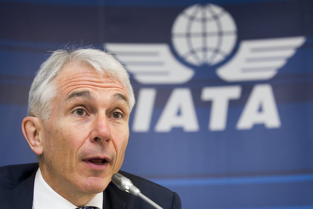 Tony Tyler, Director General and CEO of the International Air Transport Association, IATA, speaks during a press conference in Geneva, Switzerland. 