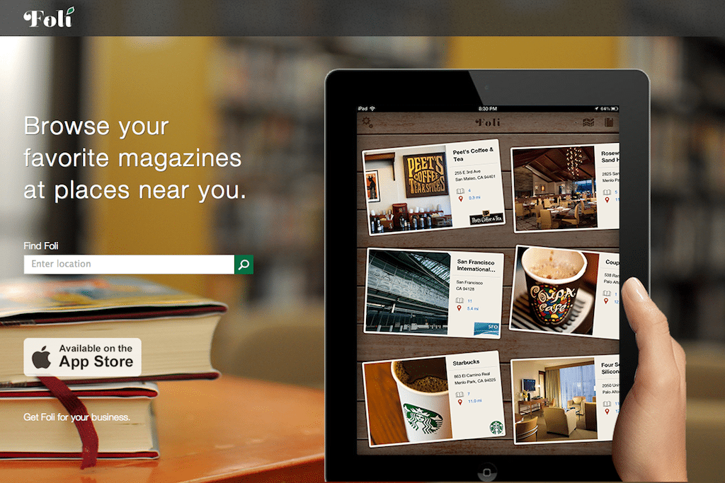 Business can provide customers with magazines on their iPads for free via Foli.