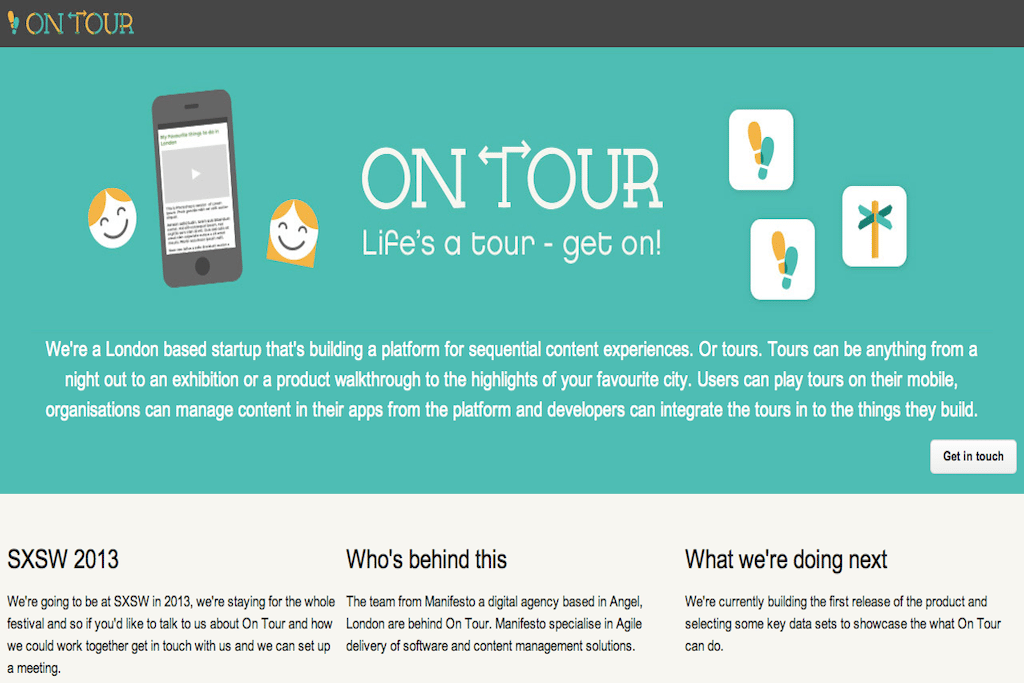 On Tour is a London-based startup that's building a platform for sequential content experiences. 
