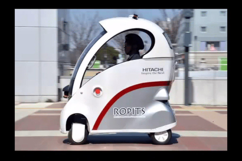 Drivers use a touch screen to tell the Robot for Personal Intelligent Transport System where to go. 