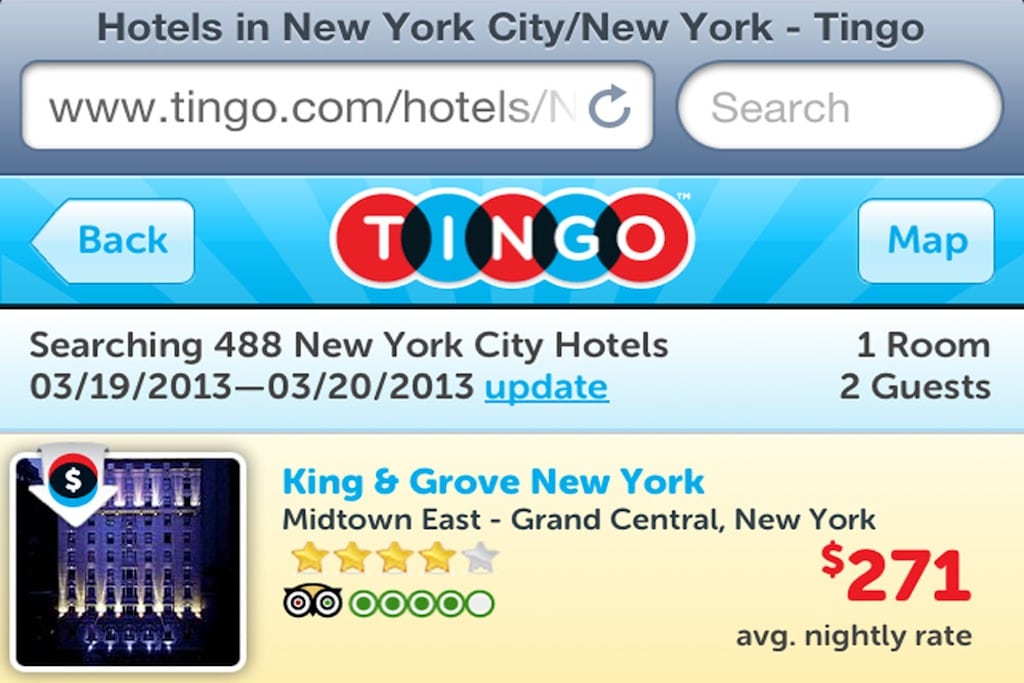 This screen image released by Smarter Travel Media shows an image from the Tingo mobile app. 