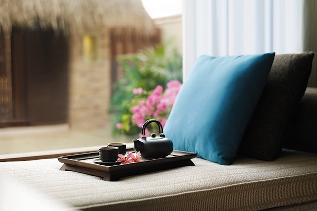 A tea set awaits guests at Shangri-La's Villingili Resort & Spa in the Maldives. 