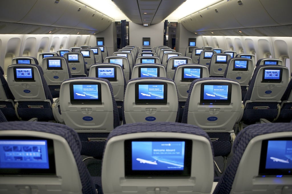 United CEO Jeff Smisek believes those seatback TVs will be gone one day as passengers stream video on their own mobile devices using ever-more-powerful Wi-Fi. 