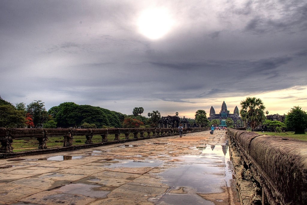 The entrance to the Angkor temples in Cambodia are overcrowded from sunrise to sunset most days. 