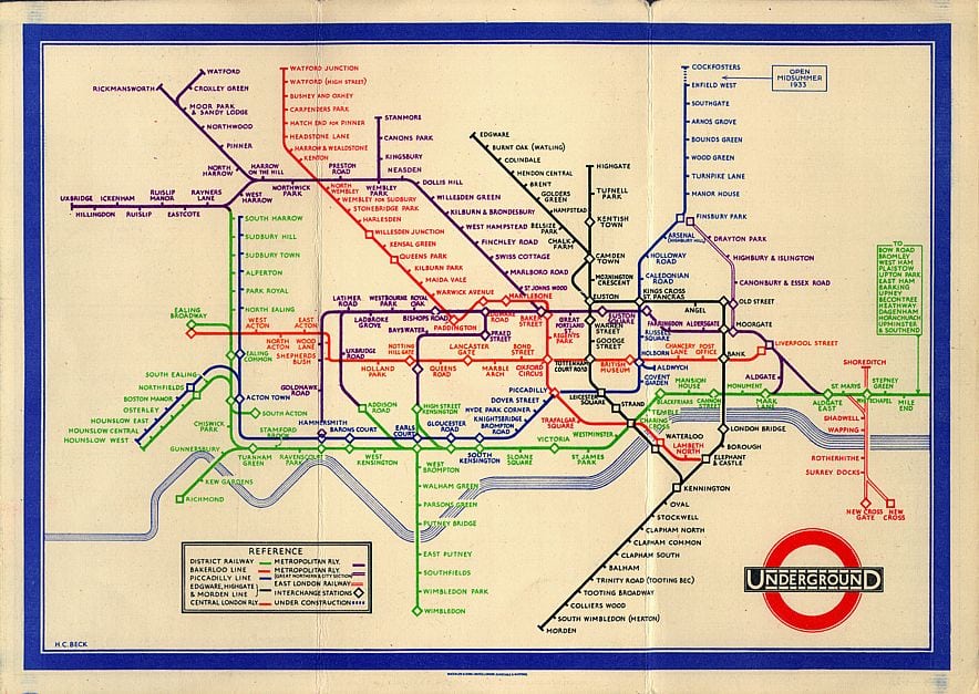 The original Tub map designed by Beck. 