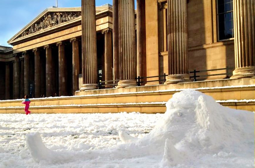 Ice Age snow sculptures outside the British Museum. Photo courtesy BM's Facebook page.