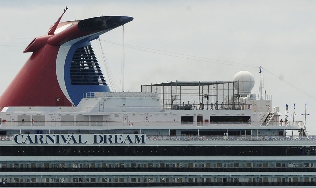 Carnival Dream cruise ship moored at the A.C. Wathey Cruise Facilities after a diesel generator malfunctioned causing temporary disruptions, in Philipsburg. 