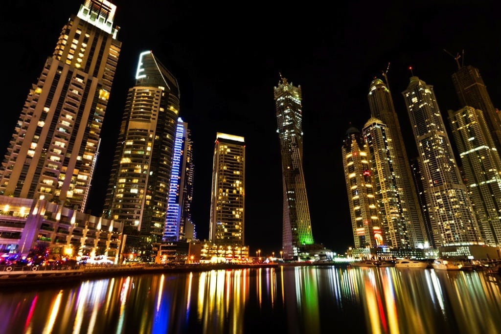 Dubai Marina is a district in the heart of what has become known as "new Dubai" in Dubai, United Arab Emirates.  