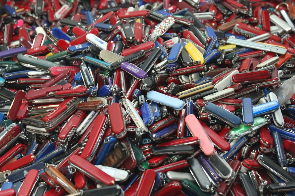 Knives of all sizes and types are just a few of the hundreds of items discarded at the security checkpoints of Hartsfield-Jackson Atlanta International Airport.  