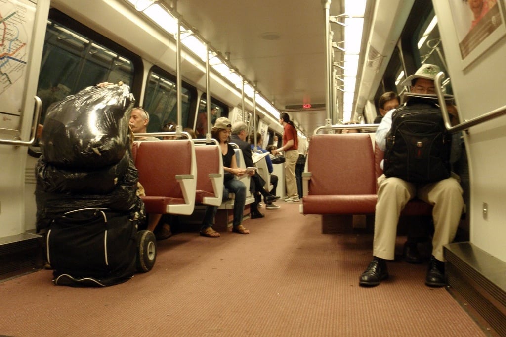 Commuters ride the Metro in Washington, D.C.