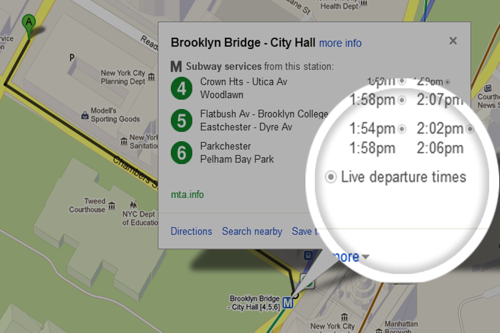 Google shows off live transit updates in Brooklyn, New York. 