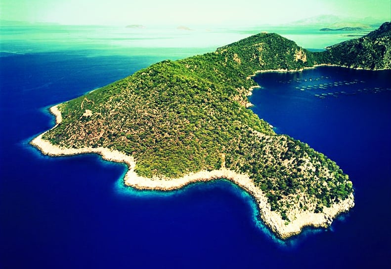 The island of Oxia, in Greece, now owned by Emir of Qatar.