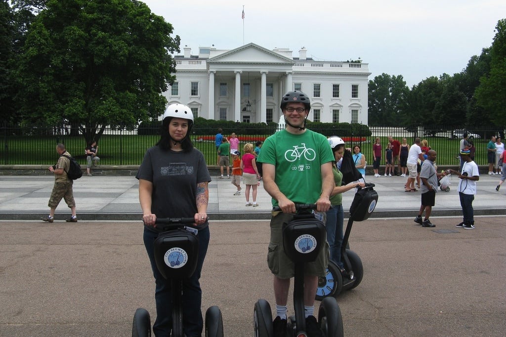 Tourists take a Segway tour past the White House in Washington, D.C. 