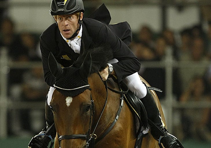 A rider and horse at the Athina Onassis International Horse Show in Rio. 