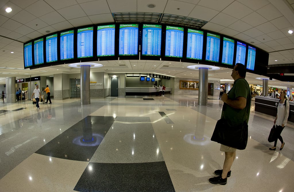 Display screens at Atlanta's airport. 