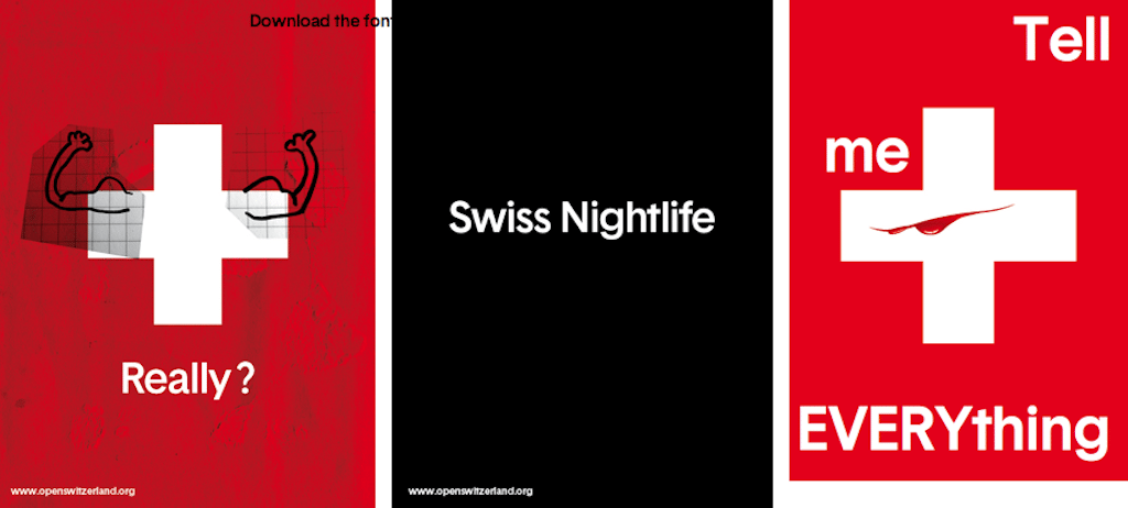 Open Switzerland site visitors can download a new font and create a poster about Switzerland as they perceive the country. 