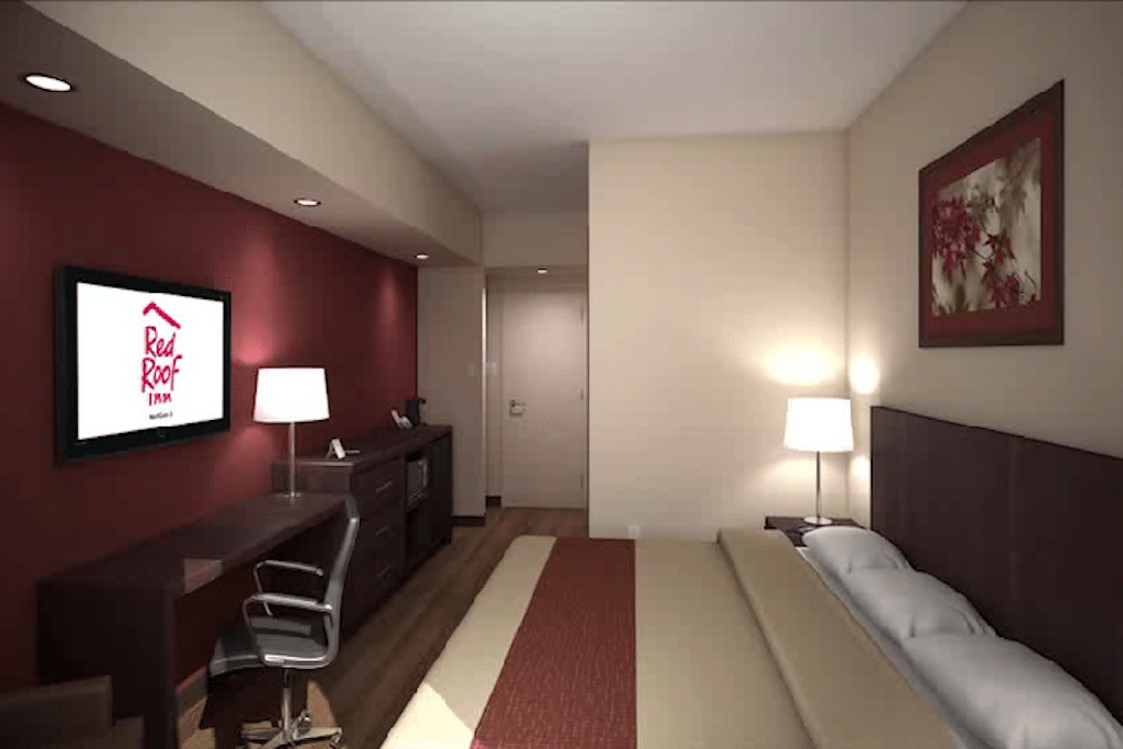 A rendering of the NextGen rooms that Red Roof Inn is hoping will attract business travelers. 