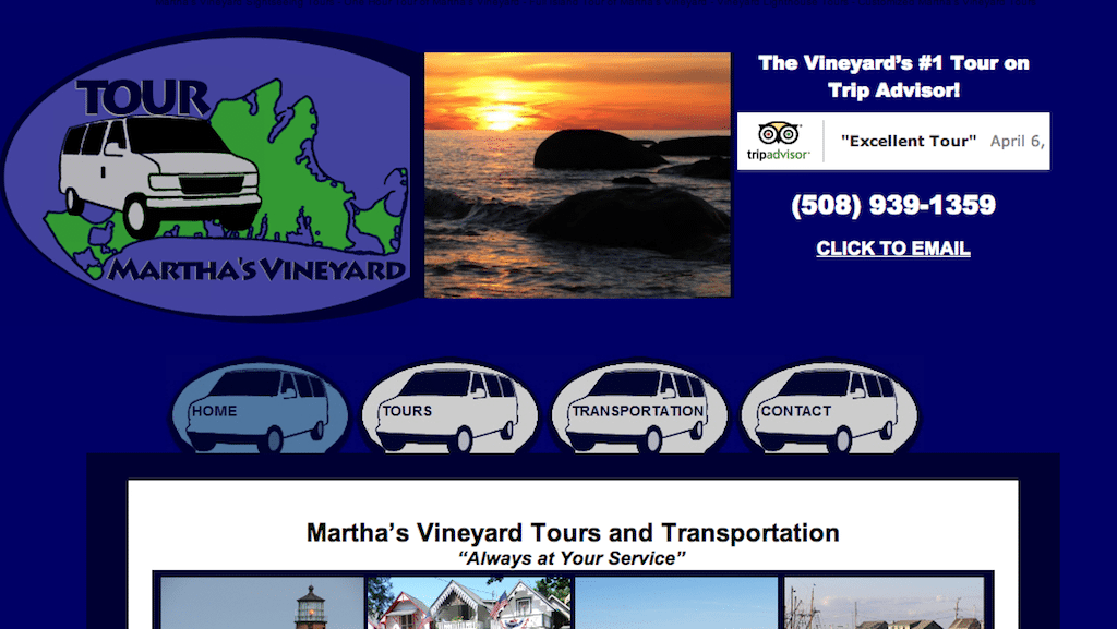 TripAdvisor's Rave Review widget on the Martha's Vineyard Tours and Transportation website. 