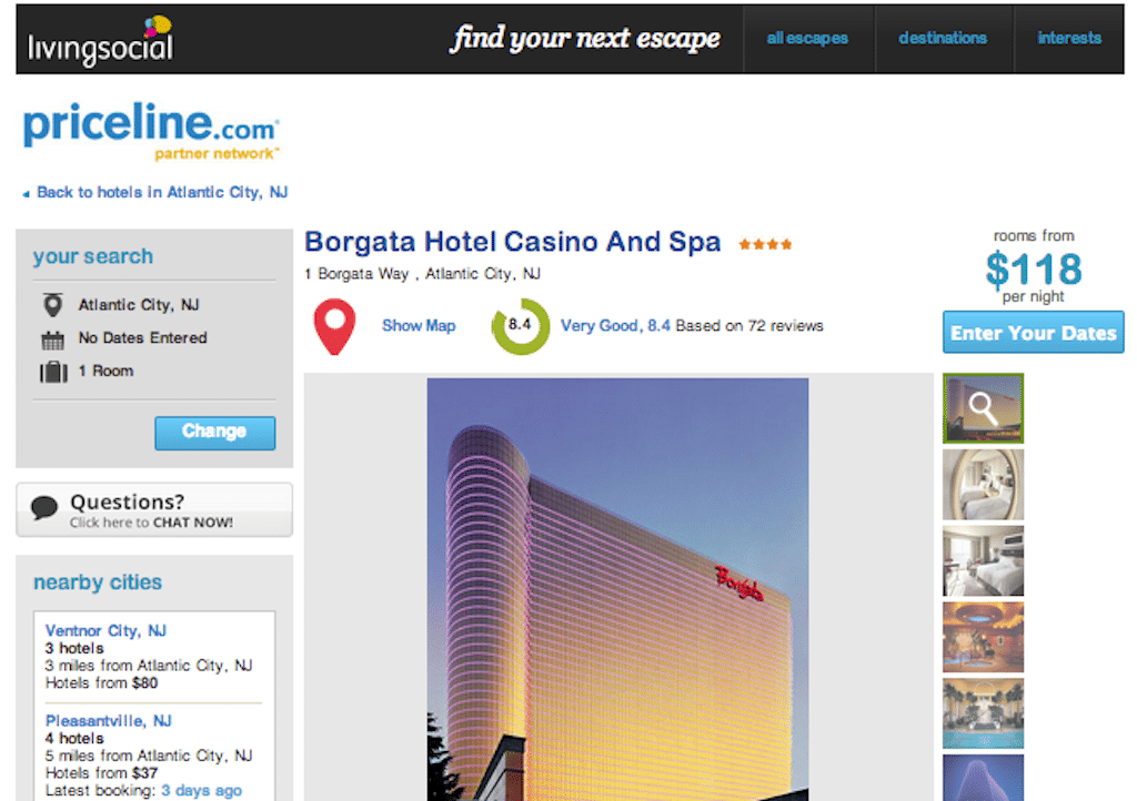 LivingSocial Escapes is adding hotels from Priceline to supplement its flash-sales Escapes. 