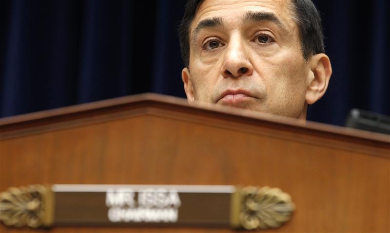 House Oversight and Government Reform Committee Chairman Issa (R-CA) listens to U.S. Attorney General Holder testify during a hearing on Capitol Hill in Washington. 