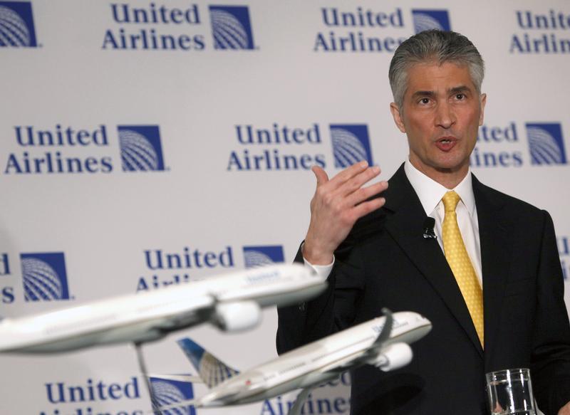 Continental Airlines CEO Smisek speaks during a news conference announcing the merger between Continental Airlines and United Airlines in New York. Labor isn't fond of him. 