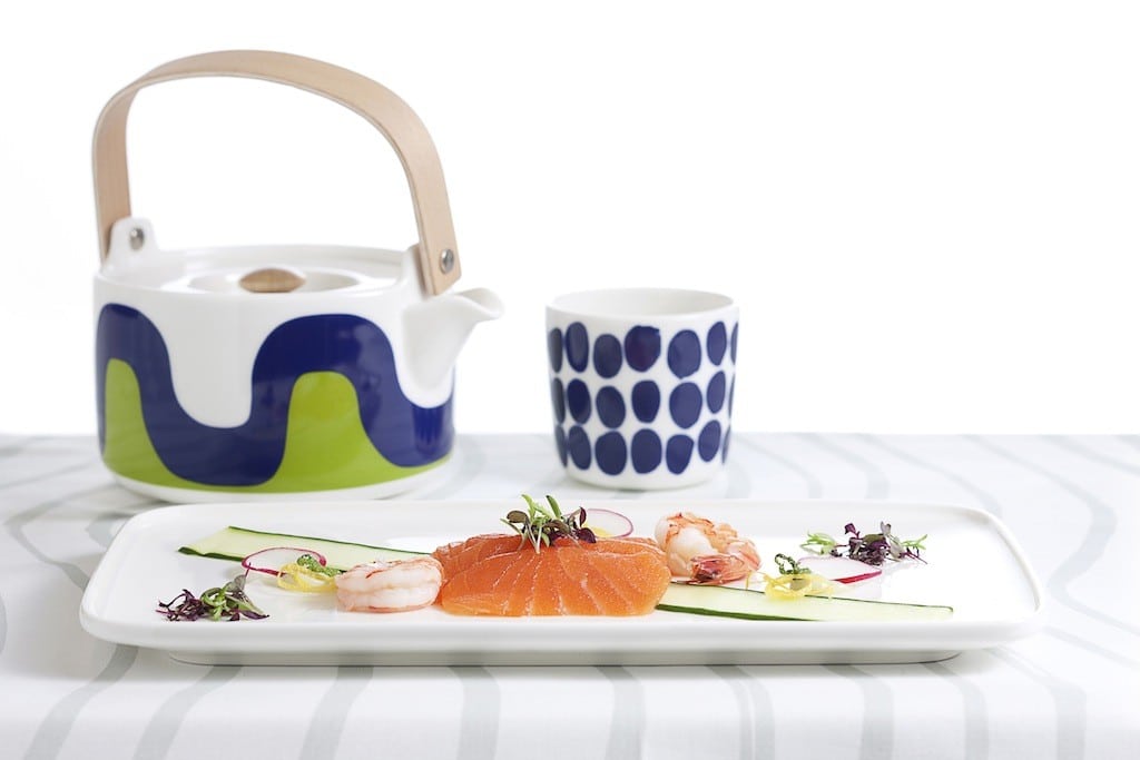 The new Marimekko tableware is available in Finnair's business class.