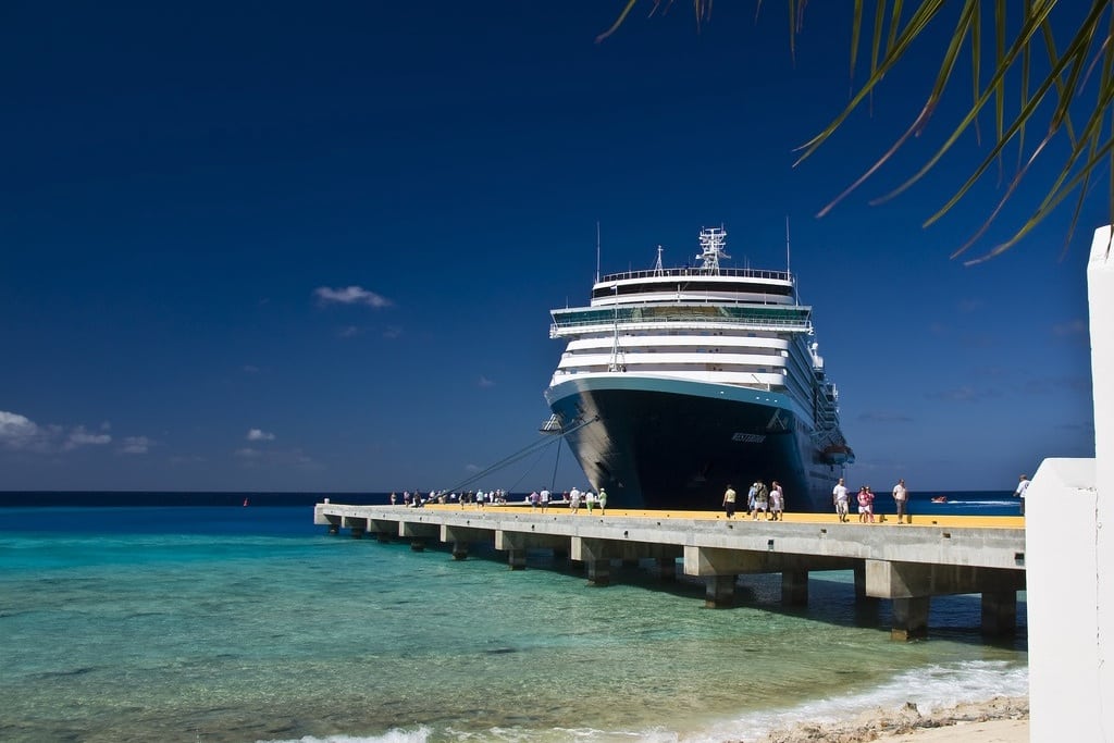 Holland America Line's MS Westerdam docked at the Grand Turk cruise port in Turks and Caicos.   