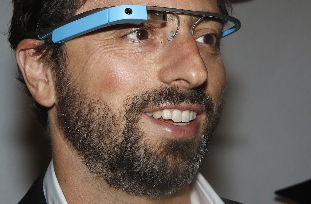 Google founder Sergey Brin poses for a portrait wearing Google Glass glasses during New York Fashion Week in this September 9, 2012, file photo. 