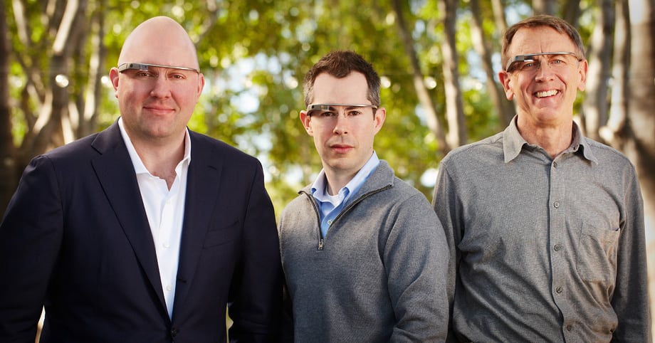 Marc Andreessen, Bill Maris and John Doerr, with the Google Glass look.