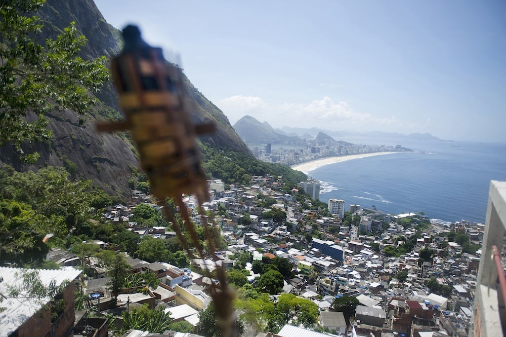 The Leblon and Ipanema neighborhoods, and Ipanema Beach are seen from Casa Alto Vidigal, a hostel owned by Austrian-born Andreas Wielend at the top of favela Vidigal in Rio de Janeiro, Brazil. 