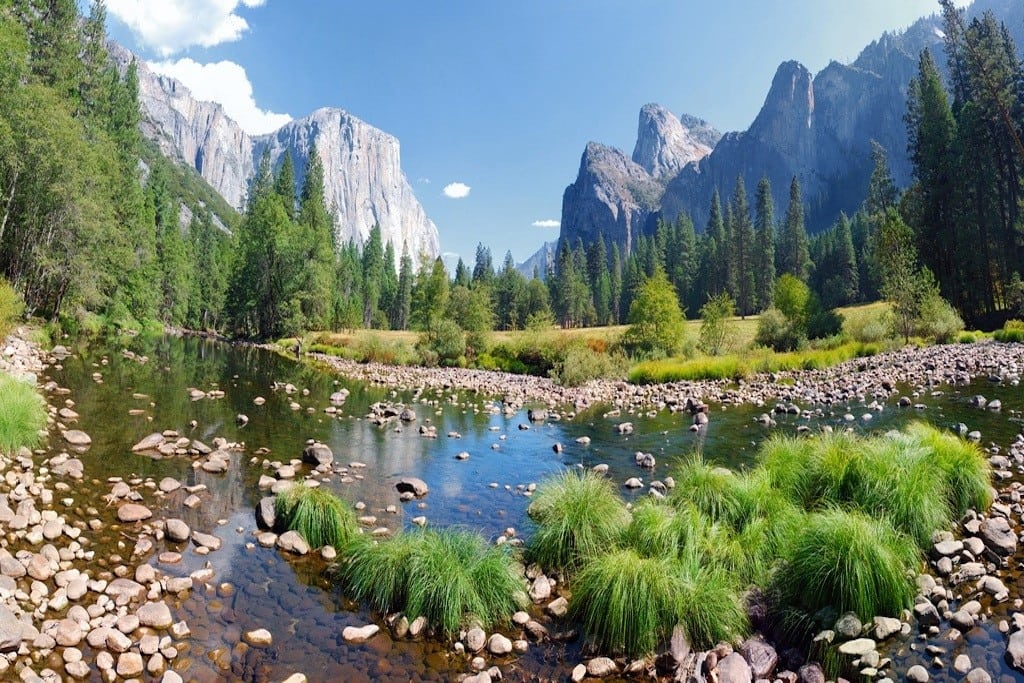 Yosemite Valley as seen from the Merced River. 