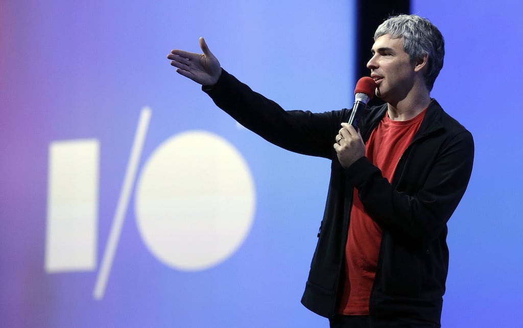 Larry Page, Google's co-founder and chief executive, speaks during the keynote presentation at Google I/O 2013 in San Francisco, Wednesday, May 15, 2013. 